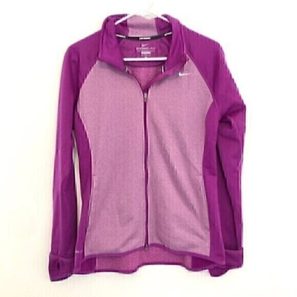 NIKE RUNNING Therma Fit Purple Colorblock Fleece Line Full Zip Sweatshirt Jacket - Picture 1 of 11